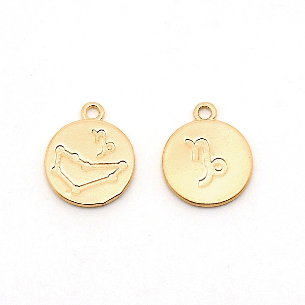 

PandaHall Alloy Pendants, Flat Round with Constellation, Matte Coffee Golden, Capricorn, 20x16.5x1.5mm, Hole: 2mm Alloy Capricorn