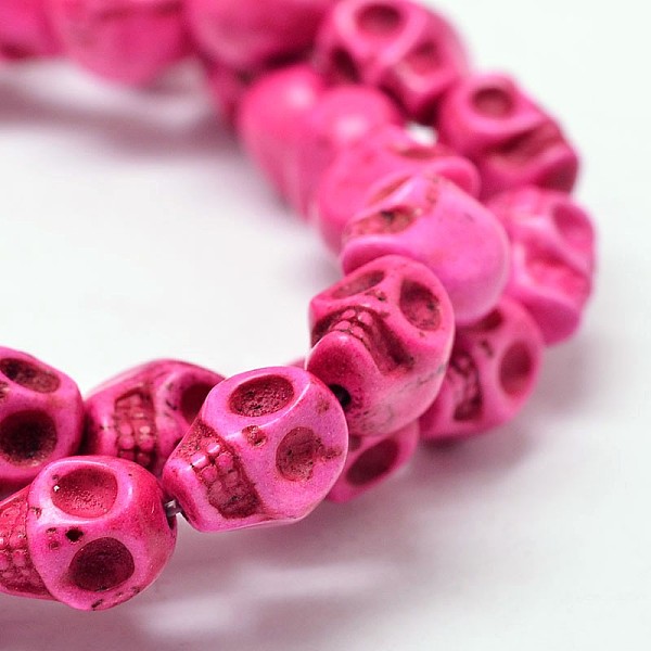 

PandaHall Dyed Synthetic Turquoise Bead Strands, Skull, Deep Pink, 10x8x10mm, Hole: 1mm, about 38~40pcs/strand, 15~15.5 inch Synthetic...