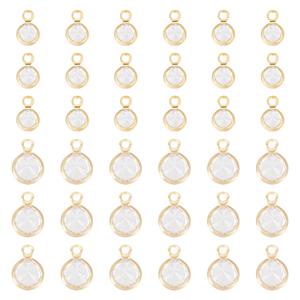 

PandaHall BENECREAT 40Pcs 2 Style Brass Micro Pave Cubic Zirconia Pendants, Flat Round Charm, Golden, 7.5~9.5x4.8~7x2.5~3.5mm, Hole..., Clear