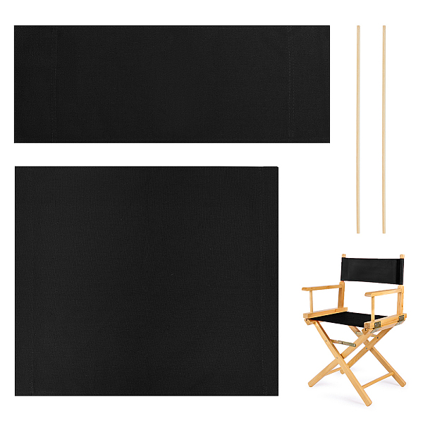 

PandaHall AHANDMAKER 1 Set Director Chair Canvas Replacement Cover, Casual Directors Chair Cover Kit Replacement Cover Canvas with Wood..., Black