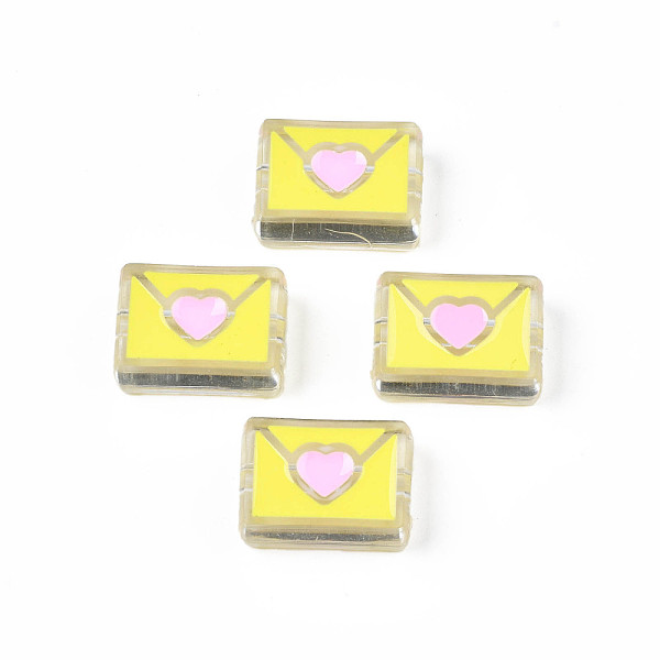 

PandaHall Transparent Acrylic Beads, with Enamel, Envelope, Champagne Yellow, 22x16x9mm, Hole: 3mm Acrylic Rectangle
