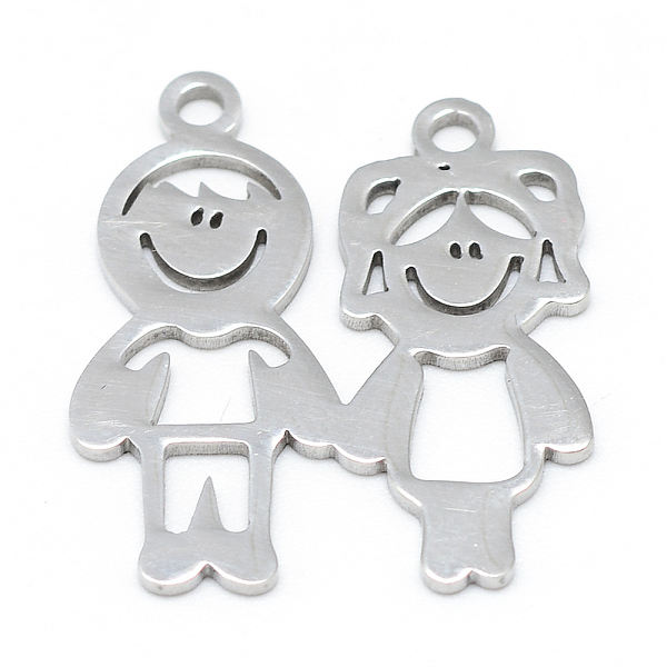 

PandaHall 304 Stainless Steel Pendants, Boy and Girl, Lover, Stainless Steel Color, 22x19.5x1mm, Hole: 2mm 304 Stainless Steel Human