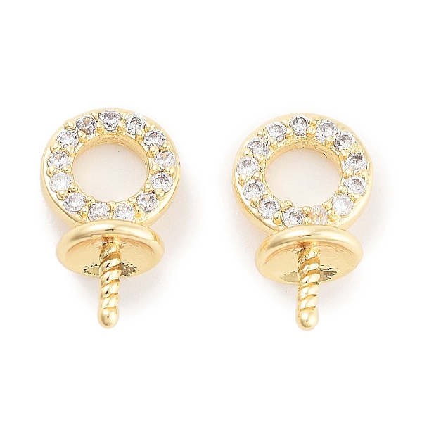 

PandaHall Brass Cubic Zirconia Peg Bails, Flat Round, Real 18K Gold Plated, 13x7.2x5.5mm, Hole: 3.8mm, Pin: 1mm Brass+Cubic Zirconia Clear