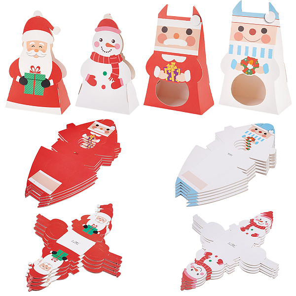 

PandaHall BENECREAT 24Pcs 4 Styles Christmas Folding Gift Boxes, with Window, for Presents Candies Cookies, Mixed Color..., Multicolor