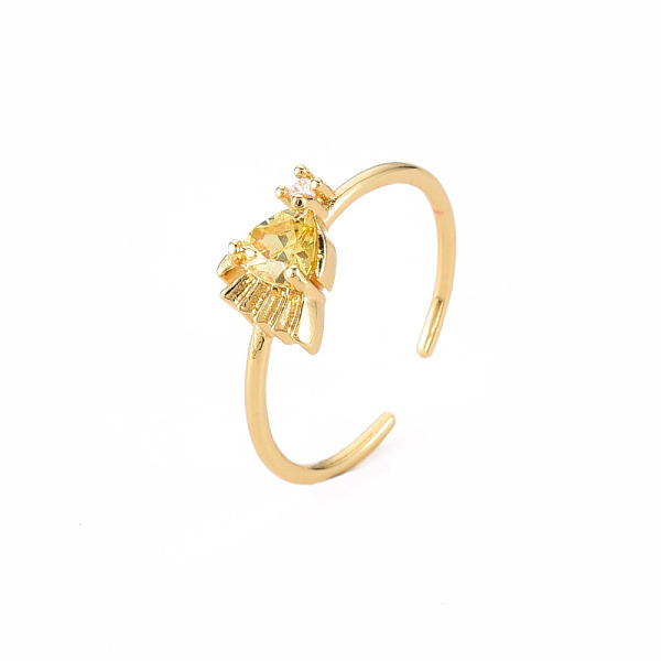 

PandaHall Brass Micro Pave Cubic Zirconia Cuff Rings, Open Rings, Cadmium Free & Nickel Free & Lead Free, Butterfly, Yellow, Real 16K Gold...
