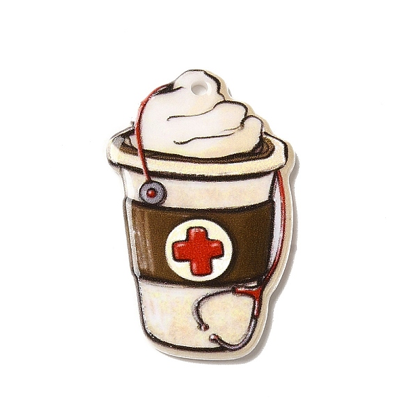 

PandaHall Double-sided Printed Acrylic Pendants, Drink Cup Charm, Saddle Brown, 34.5x21.5x2.5mm, Hole: 1.8mm Acrylic Food