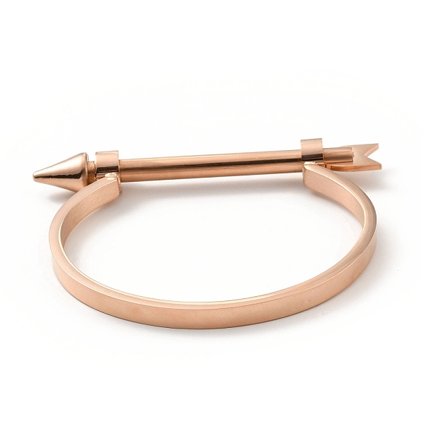 

PandaHall 304 Stainless Steel D Shape Bangle with Arrow Screw, Shackle Horseshoe Bangle for Men Women, Rose Gold, Inner Diameter...