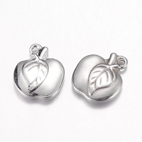 

PandaHall 201 Stainless Steel Charms, Apple, Stainless Steel Color, 14x12x3.5mm, Hole: 1mm 201 Stainless Steel Fruit