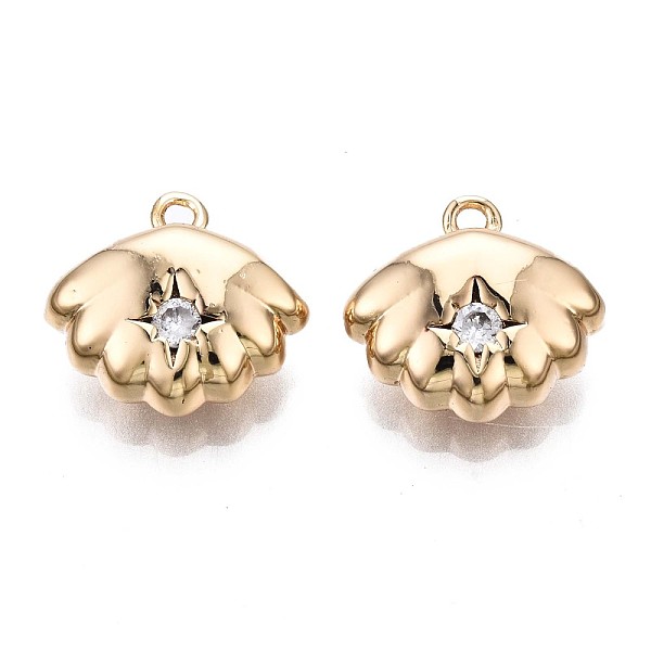 

PandaHall Brass Micro Pave Clear Cubic Zirconia Charms, Shell with Star, Real 18K Gold Plated, 12x13x5mm, Hole: 1.2mm Brass+Cubic Zirconia...