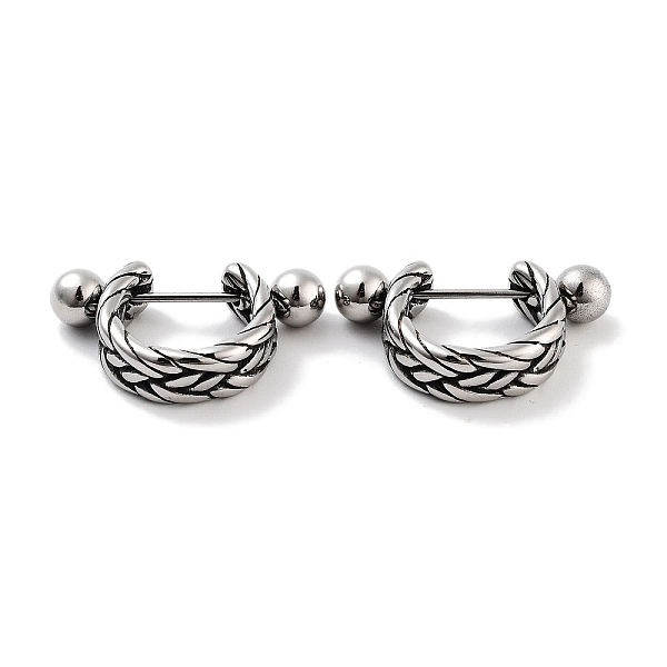 

PandaHall Braided 316 Surgical Stainless Steel Shield Barbell Hoop Earrings, Cartilage Earrings for Women, Antique Silver, 14x5mm 316...