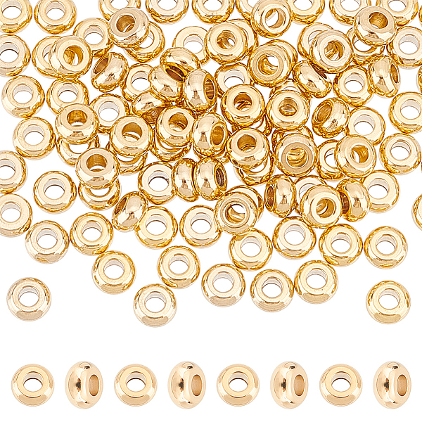 

PandaHall Unicraftale 100Pcs 304 Stainless Steel Spacer Beads, Flat Round, Golden, 4x2mm, Hole: 1.6mm 304 Stainless Steel Flat Round