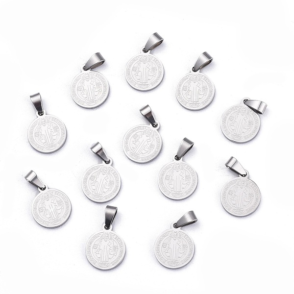 

PandaHall Flat Round with San Benito & Word 304 Stainless Steel Charms, Stainless Steel Color, 14x12x1.2mm, Hole: 4x6.5mm 304 Stainless...