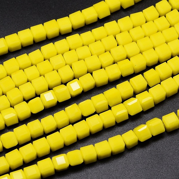 

PandaHall Faceted Cube Glass Bead Strands, Yellow, 2x2x2mm, Hole: 0.5mm, about 200pcs/strand, 15.7 inch Glass Cube Yellow