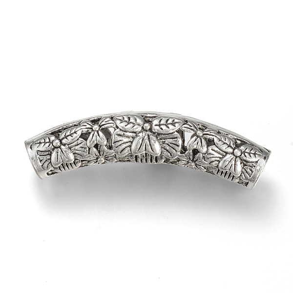 

PandaHall Tibetan Style Alloy Tube Beads, Cadmium Free & Lead Free, Curved Tube with Flower, Antique Silver, 48x9x10mm, Hole: 6.5mm Alloy...