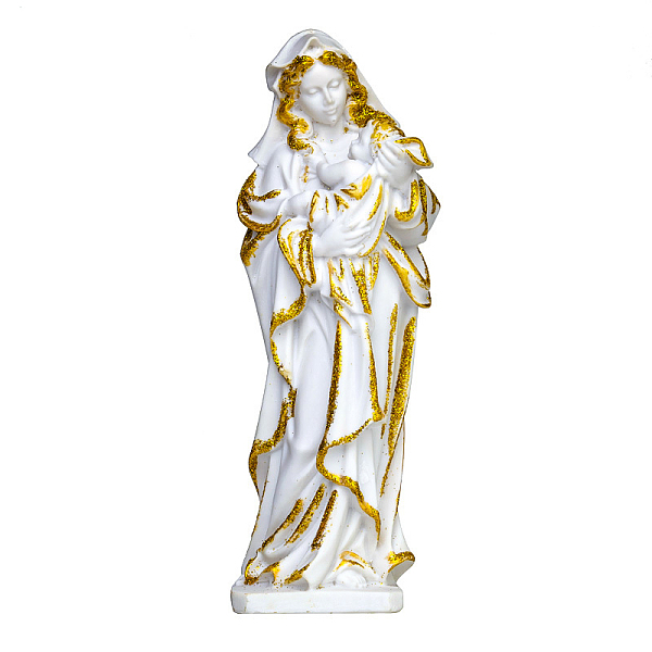 PandaHall Resin Virgin Mary Figurines, for Home Office Desktop Decoration, White, 85x140x170mm Resin Human White