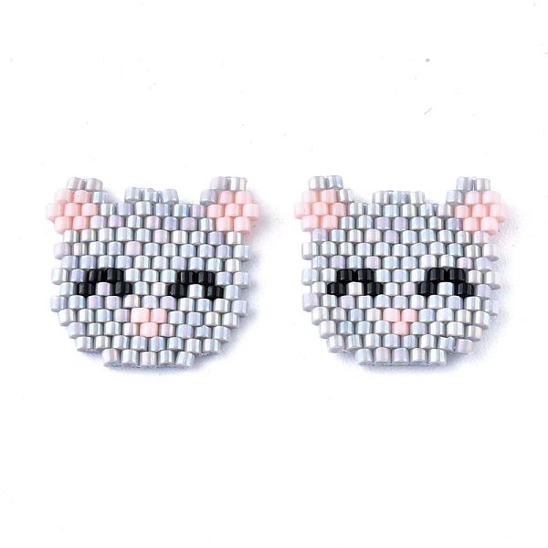 

PandaHall Handmade Seed Beads Pendants, with Elastic Thread, Loom Pattern, Cat Shape, Gray, 18.5x20x1.5mm Glass Cat Shape Gray