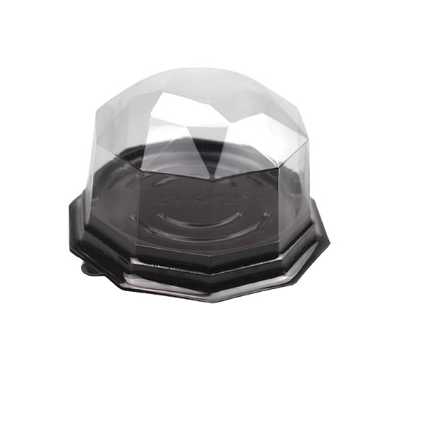 PandaHall Plastic Cake Containers, Disposable Dessert Cake Boxes, with Lids, Polygon, Black, 103x60mm Plastic Polygon Black
