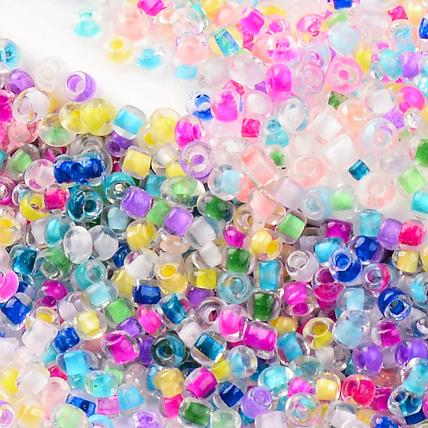 

PandaHall 12/0 Glass Seed Beads, Transparent Inside Colours, Round Hole, Round, Mixed Color, 12/0, 2~2.5x1.5~2.5mm, Hole: 0.7mm, about..., Multicolor