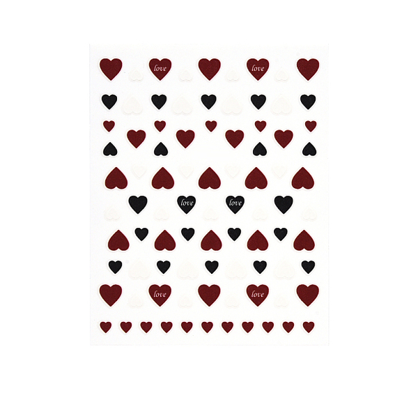 

PandaHall Nail Art Stickers Decals, Self Adhesive, for Nail Tips Decorations, Colorful, Heart Pattern, 101x78.5mm Paper Heart