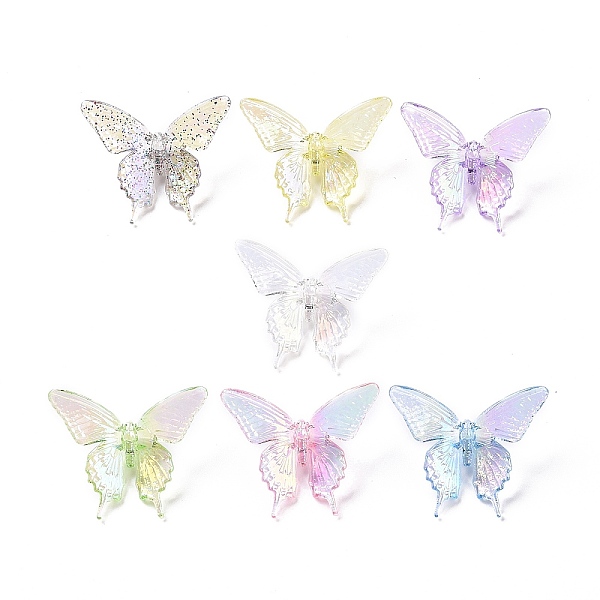 

PandaHall UV Plating Rainbow Iridescent Transparent Acrylic Beads, Butterfly, Mixed Color, 33.5x40x12.5mm, Hole: 3.2mm Acrylic Butterfly..., Multicolor