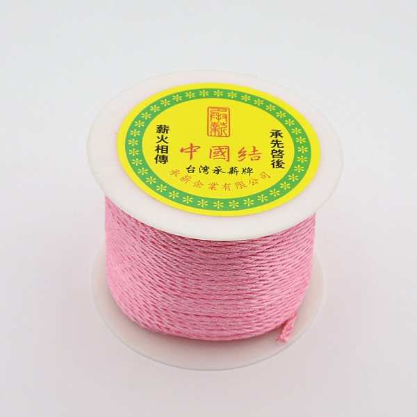 

PandaHall Round String Thread Polyester Fibre Cords, Pearl Pink, 1mm, about 54.68 yards(50m)/roll Polyester Pink