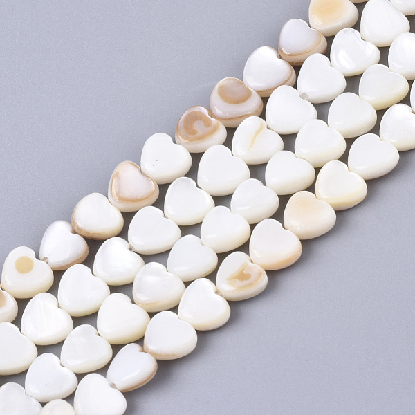 

PandaHall Natural Trochid Shell/Trochus Shell Bead Strands, Heart, 6x5.5x2.5mm, Hole: 0.8mm, about 75pcs/strand, 15.75 inch(40cm) Trochus...