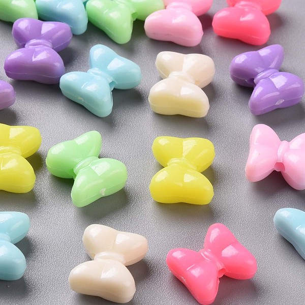 

PandaHall Opaque Acrylic Beads, Bowknot, Mixed Color, 13x14x8mm, Hole: 2.5mm, about 869pcs/500g Acrylic Bowknot Multicolor