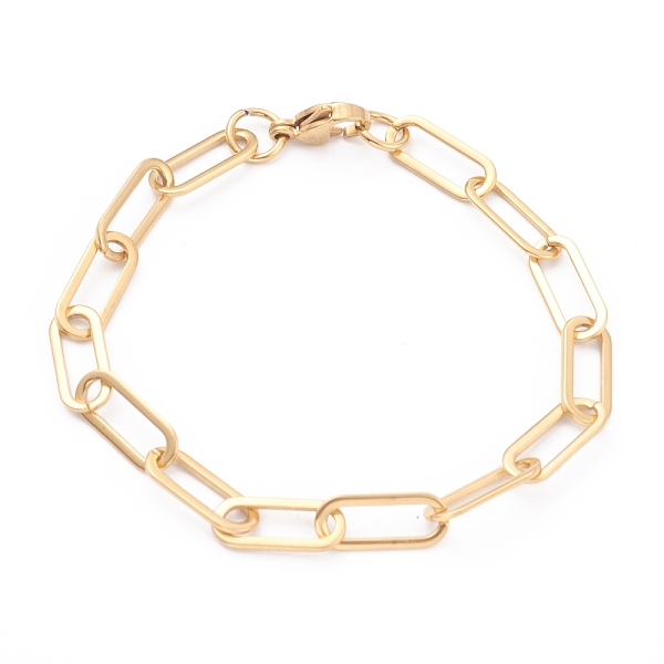 

PandaHall Vacuum Plating 304 Stainless Steel Paperclip Chain Bracelets, with Lobster Claw Clasps, Golden, 8-1/8 inch(20.5cm) 304 Stainless...