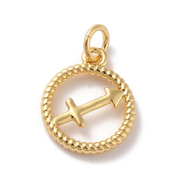 

PandaHall Brass Charms, Cadmium Free & Lead Free, Real 18K Gold Plated, Ring with Twelve Constellations, Sagittarius, 14.5x12x2mm, Hole...