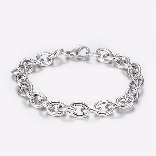 

PandaHall 304 Stainless Steel Cable Chain Bracelets, with Lobster Claw Clasps, Stainless Steel Color, 7-7/8 inch(200mm), 8x2mm 304 Stainless...