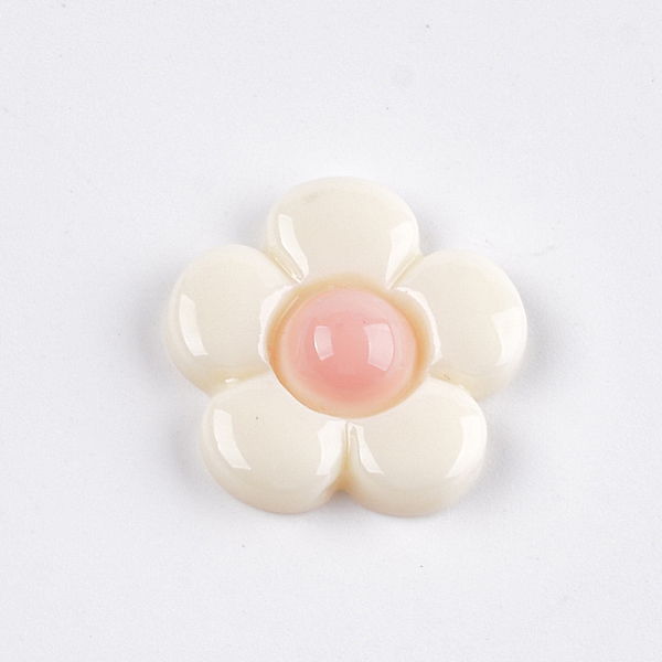 

PandaHall Resin Cabochons, Flower, Beige, 20x20~21x5~6mm Resin Flower Yellow