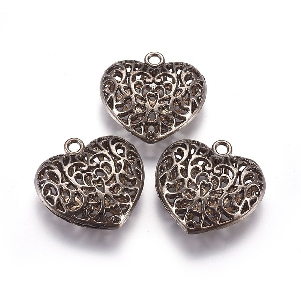 

PandaHall Alloy Pendants, Lead Free & Cadmium Free & Nickel Free, Heart, Gunmetal, Size: about 35mm long, 34.5mm wide, 11mm thick, hole...