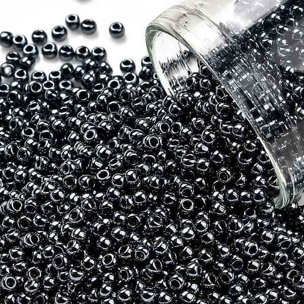

PandaHall TOHO Round Seed Beads, Japanese Seed Beads, (81) Metallic Hematite, 11/0, 2.2mm, Hole: 0.8mm, about 1103pcs/10g Glass Blue