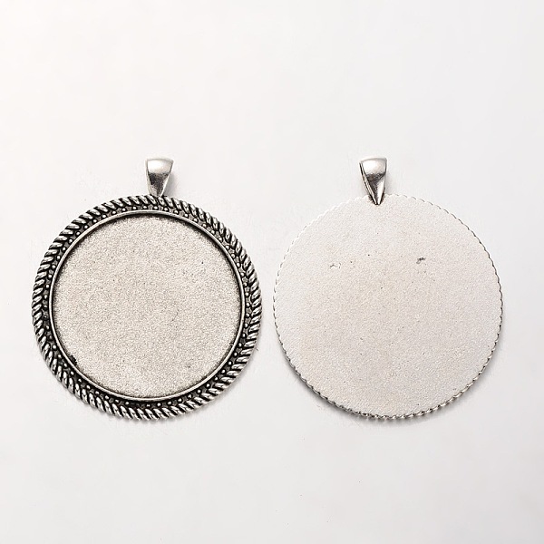 

PandaHall Tibetan Style Alloy Flat Round Pendant Cabochon Bezel Settings, Cadmium Free & Lead Free, Antique Silver, Tray: 40mm, 57x48x2mm...