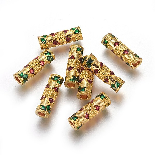 

PandaHall Alloy Tube Beads, with Enamel, Colorful, 17x5.5mm, Hole: 2.5mm Alloy+Enamel Tube