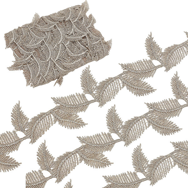 

PandaHall GORGECRAFT 5 Yards Metallic Lace Applique Trim 1.8" Wide Tan Leaf Embroidery Lace Edge Trimmings Leaves Embroidered Venice Fringe..., Orange