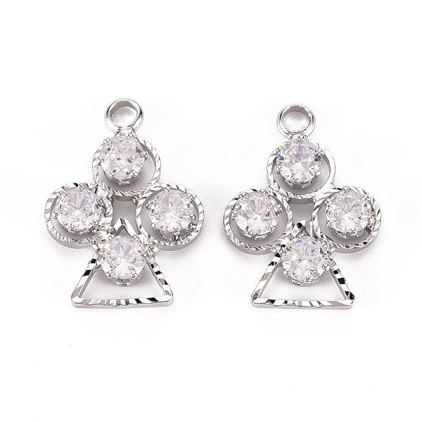 

PandaHall Brass Micro Pave Clear Cubic Zirconia Pendants, Tree, Platinum, 19.5x14x3.5mm, Hole: 2mm Brass+Cubic Zirconia Tree Clear