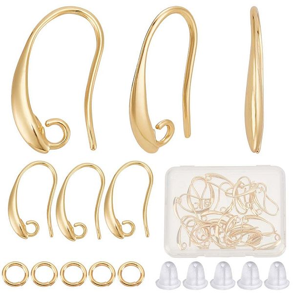 

PandaHall CREATCABIN 30Pcs Brass Earring Hooks, with Horizontal Loop, Cadmium Free & Nickel Free & Lead Free, with 30Pcs Open Jump Rings &...