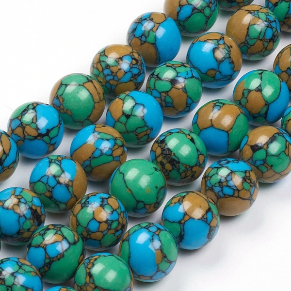 PandaHall Synthetic Turquoise Beads Strands, Dyed, Round, Colorful, 12mm, Hole: 1mm, about 32pcs/strand, 15.7 inch(40cm) Synthetic Turquoise...