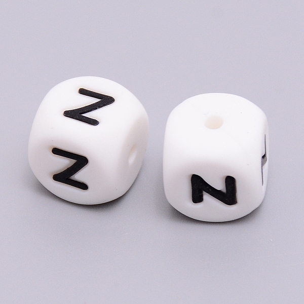 

PandaHall Silicone Beads, Cube with Letter.Z, White, 12x12x12mm, Hole: 2mm Silicone Cube White