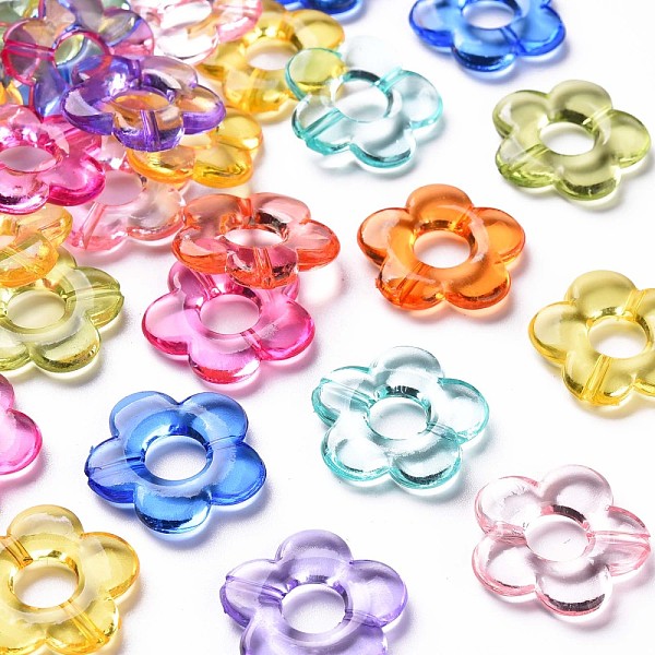 

PandaHall Transparent Acrylic Bead Frames, Flower, Mixed Color, 19x20x3.5mm, Hole: 1.6mm, Inner Diameter: 6.5mm, about 632pcs/500g Acrylic..., Multicolor