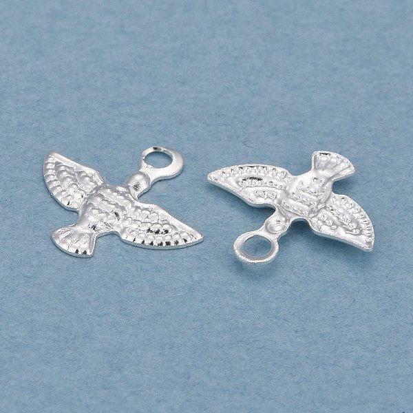 

PandaHall Brass Charms, Bird, 925 Sterling Silver Plated, 8.5x9x1mm, Hole: 1.2mm Brass Bird