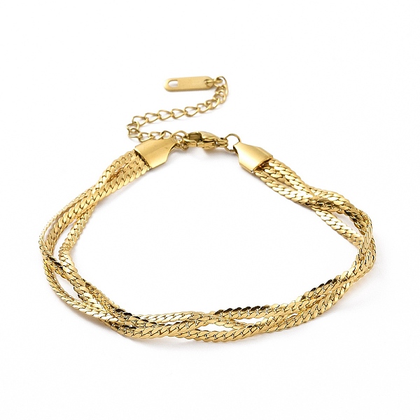 

PandaHall 304 Stainless Steel Braided Cuban Link Chain Bracelet for Women, Golden, 6-1/4~6-5/8 inch(16~16.9cm) 304 Stainless Steel