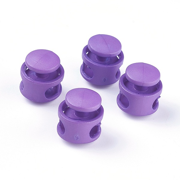 

PandaHall Plastic Spring Cord Locks, with Iron Findings, Platinum, Dark Violet, 17x17x16mm, Hole: 4x6.5mm Plastic Purple