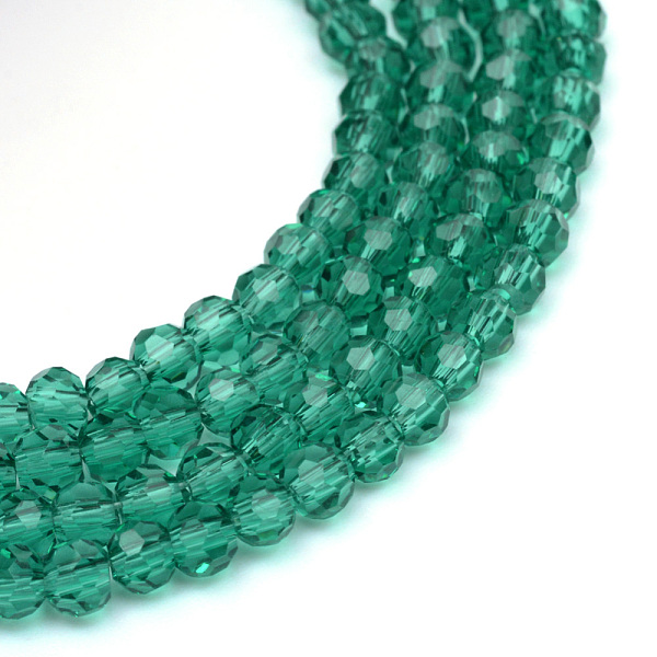 

PandaHall Transparent Glass Bead Strands, Faceted(32 Facets) Round, Sea Green, 6mm, Hole: 1mm, about 94~97pcs/strand, 53~54cm Glass Round...