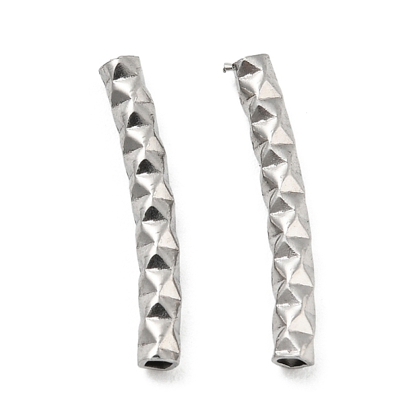 

PandaHall 304 Stainless Steel Tube Beads, Diamond Cut, Curved Tube, Stainless Steel Color, 15x2mm, Hole: 1mm 304 Stainless Steel Tube