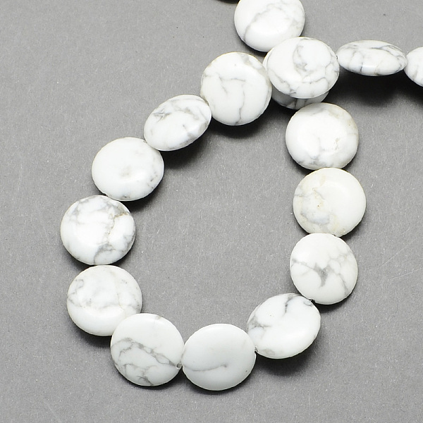 

PandaHall Flat Round Gemstone Natural Howlite Stone Beads Strands, White, 12x5mm, Hole: 1mm, about 33pcs/strand, 15.7 inch Howlite Flat...