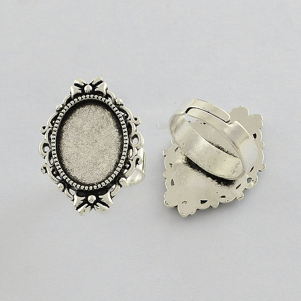 

PandaHall Vintage Adjustable Iron Finger Ring Components Alloy Cabochon Bezel Settings, Cadmium Free & Lead Free, Antique Silver, 17x5mm...