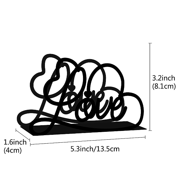 

PandaHall Iron Napkin Holder, Heart, Word Love Pattern, 202x135mm Iron Word Black