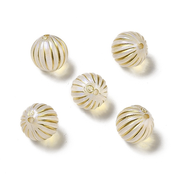 

PandaHall Transparent Acrylic Beads, Golden Metal Enlaced, Corrugated Beads, Clear, 12mm, Hole: 1.5mm, about 490pcs/500g Acrylic Round Clear
